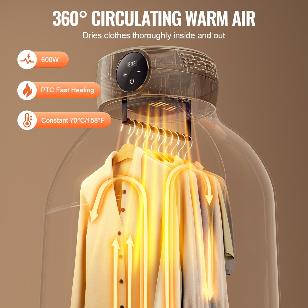 Portable clothes dryer PTC heating element and temperature controls close-up