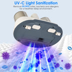 Mattress vacuum UV-C light and double-cup filtration system close-up detail