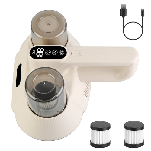 Mattress vacuum removing dust mites and allergens from bed surface in use