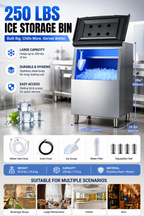 250 lb ice storage bin dimensions and spec chart for restaurant and bar use