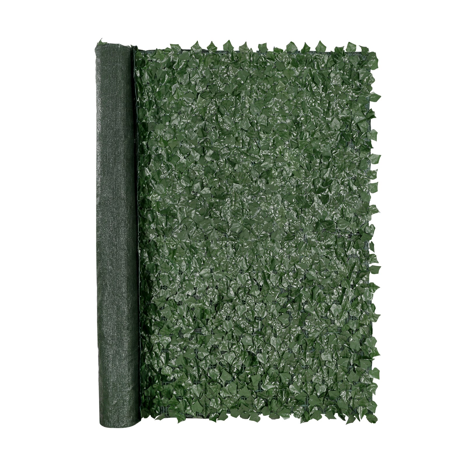 IvyShield artificial ivy privacy fence panel installed on backyard wooden fence