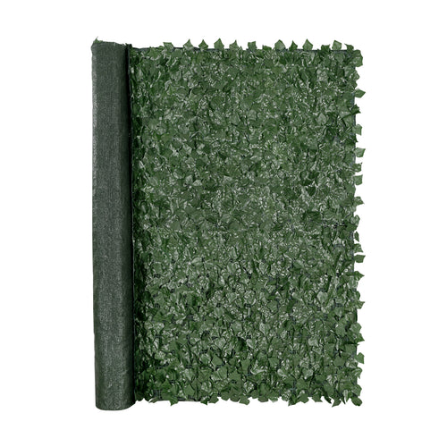 IvyShield artificial ivy privacy fence panel installed on backyard wooden fence
