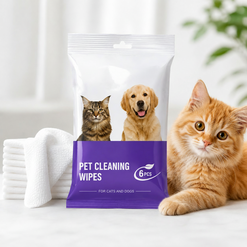 Paw wipe gloves for dogs and cats — aloe vera grooming gloves in 2-pack bundle