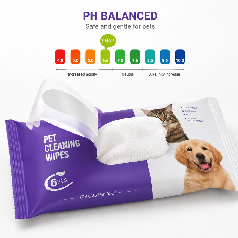 Pet grooming glove wiping muddy dog paw after outdoor walk